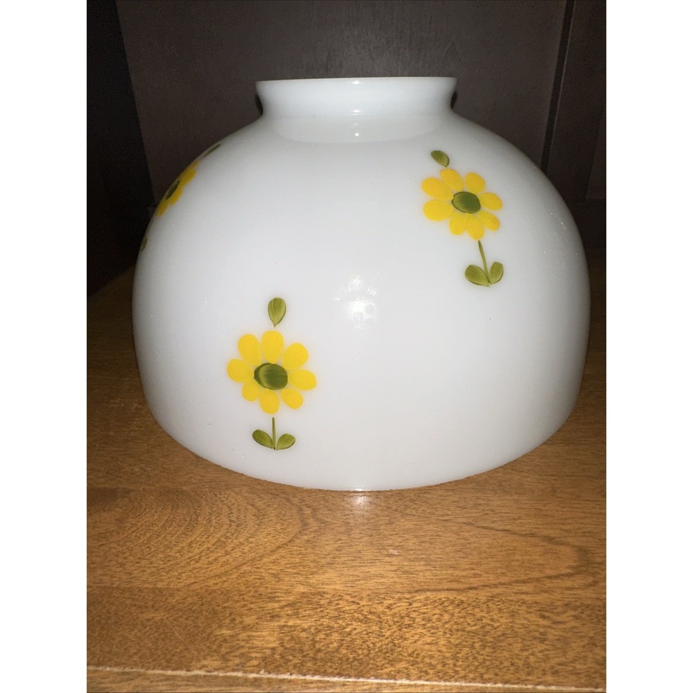 Milk Glass Floral Lamp Shade Hand Painted 9.75"
